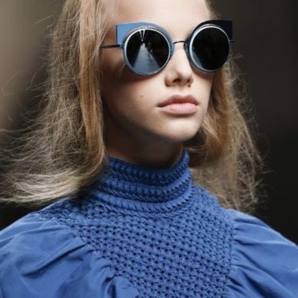 Fendi FF 0177/S White Cat-Eye Round Sunglasses